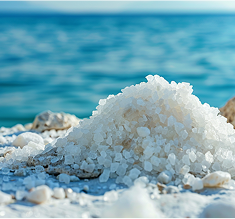 Sea salt crystals at the shoreline